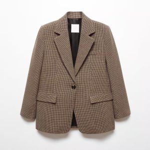 Lapels Houndstooth suit blazer
