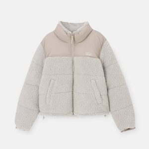 Faux shearling puffer jacket